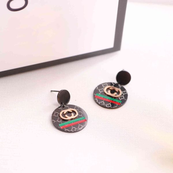 factory specials aa decoration titanium steel black ancient earrings letter printing red and green color contrast personalized exaggerated, Golden 
factory specials aa decoration titanium steel black ancient earrings letter printing red and green color contrast personalized exaggerated, Golden