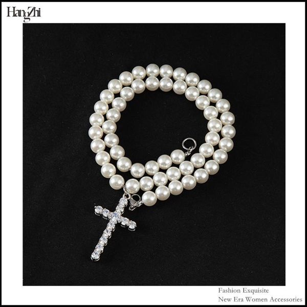 european and american simple cross 8-10mm pearl contrast necklace hip hop fashion stainless steel trend men women accessories pendant neckla, Silver
european and american simple cross 8-10mm pearl contrast necklace hip hop fashion stainless steel trend men women accessories pendant neckla, Silver