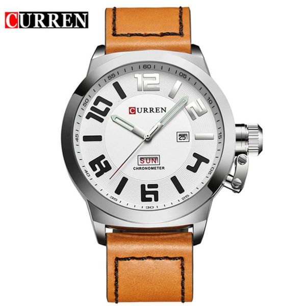 wristwatches curren mens watches leather strap quartz men watch men's fashion casual sport date wristwatch relogio masculin, Slivery;brown
wristwatches curren mens watches leather strap quartz men watch men's fashion casual sport date wristwatch relogio masculin, Slivery;brown