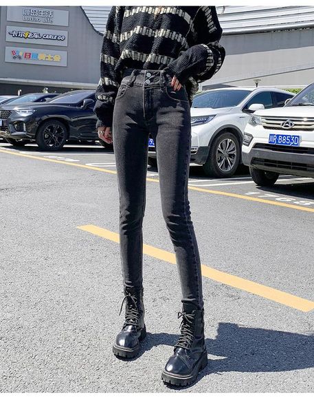 women's jeans black high-waist tight-fitting feet pants stretch all-match plus velvet autumn and winter slim cropped, Blue
women's jeans black high-waist tight-fitting feet pants stretch all-match plus velvet autumn and winter slim cropped, Blue