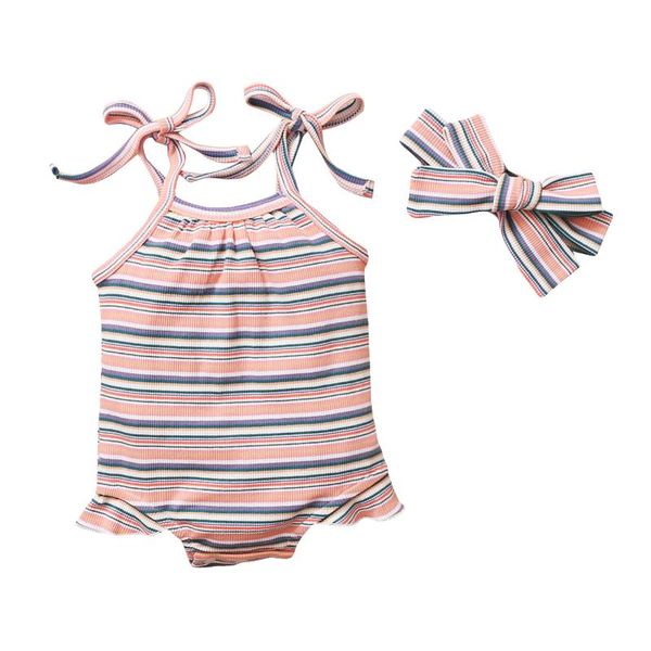 rompers style 2pcs toddler summer outfits sleeveless multicolor stripes tied spaghetti strap romper +bowknot headband for baby girls, Blue
rompers style 2pcs toddler summer outfits sleeveless multicolor stripes tied spaghetti strap romper +bowknot headband for baby girls, Blue