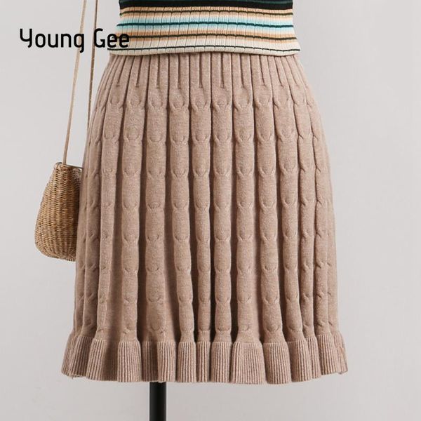 skirts young gee women's pleated mini skirt fashion elegant autumn winter knitted dough twist elastic waist ruffles faldas, Black
skirts young gee women's pleated mini skirt fashion elegant autumn winter knitted dough twist elastic waist ruffles faldas, Black