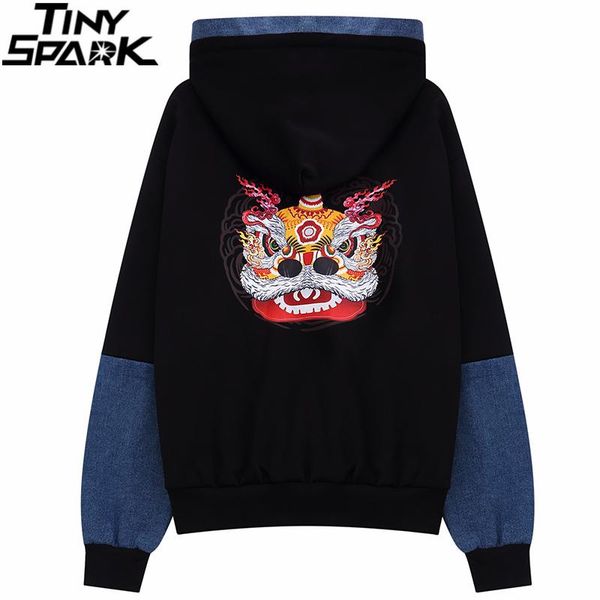 men's hoodies & sweatshirts 2021 men patchwork hoodie sweatshirt hip hop streetwear lion dance head print pullover harajuku cotton flee, Black
men's hoodies & sweatshirts 2021 men patchwork hoodie sweatshirt hip hop streetwear lion dance head print pullover harajuku cotton flee, Black