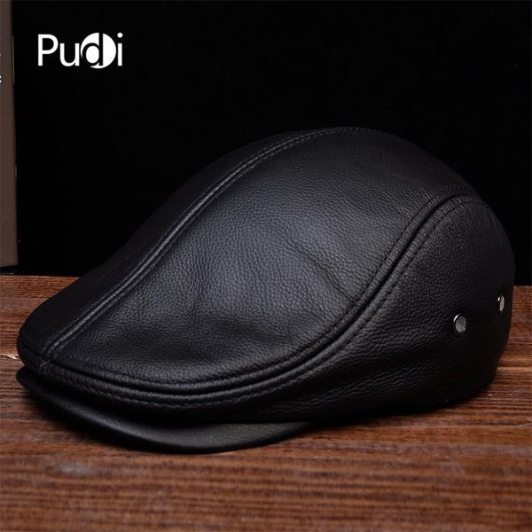 berets pudi men women beret hat cap geunine leather bucket hats caps hl042, Blue;gray 
berets pudi men women beret hat cap geunine leather bucket hats caps hl042, Blue;gray