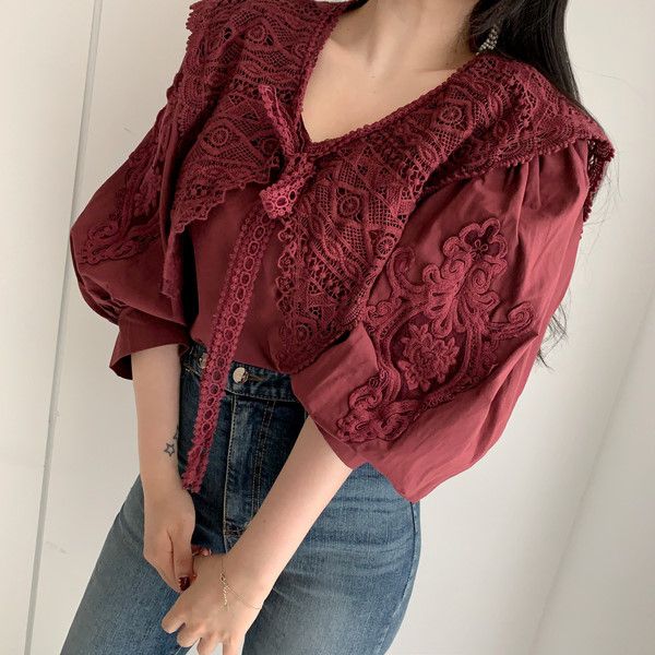 women's blouses & shirts autumn turndown collar pearl buckle lace blouse women long sleeve elegant korean fashion clothing wom, White
women's blouses & shirts autumn turndown collar pearl buckle lace blouse women long sleeve elegant korean fashion clothing wom, White