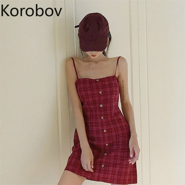korobov summer vintage plaid women dress korean spaghetti strap slash neck dresses streetwear backless bow vestidos 210430, Black;gray
korobov summer vintage plaid women dress korean spaghetti strap slash neck dresses streetwear backless bow vestidos 210430, Black;gray