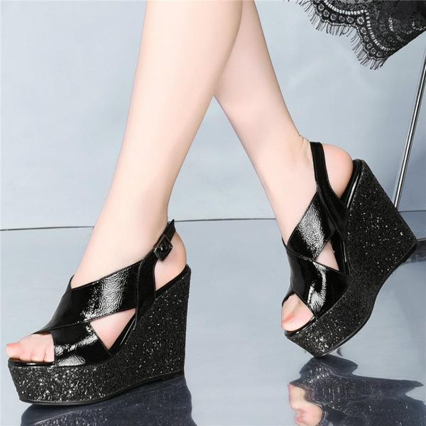 women genuine leather wedges high heel roman gladiator sandals back strap platform summer party pumps open toe casual shoes, Black
women genuine leather wedges high heel roman gladiator sandals back strap platform summer party pumps open toe casual shoes, Black