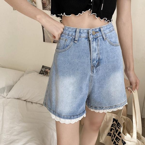 women's shorts ailegogo summer women wide leg lace patckwork washed retro blue denim casual female loose vintage ladies jeans, White;black
women's shorts ailegogo summer women wide leg lace patckwork washed retro blue denim casual female loose vintage ladies jeans, White;black