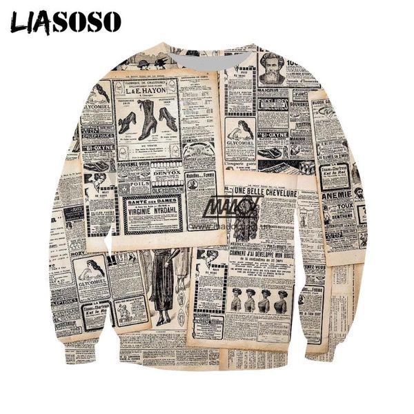 men's hoodies & sweatshirts liasoso beautiful t-shirt autumn 3d print men women streetwear harajuku fashion old spaper hoodie round nec, Black
men's hoodies & sweatshirts liasoso beautiful t-shirt autumn 3d print men women streetwear harajuku fashion old spaper hoodie round nec, Black