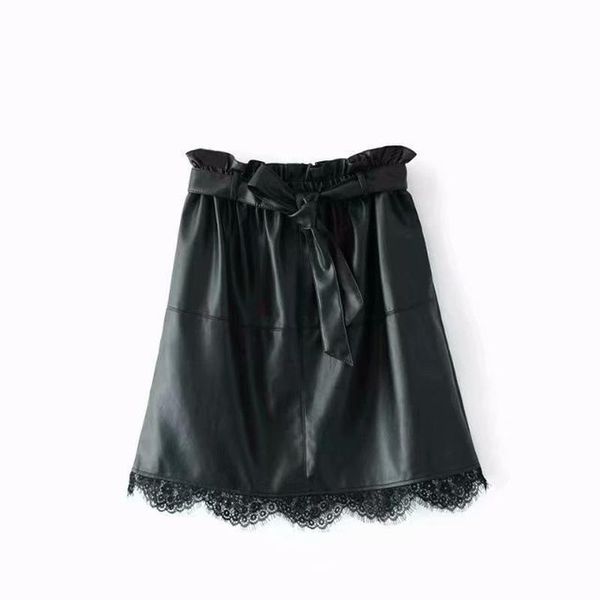 skirts women lace patchwork pu leather mini sashes pockets elastic waist faldas european style fashion black
skirts women lace patchwork pu leather mini sashes pockets elastic waist faldas european style fashion black