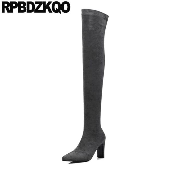 boots high heel brand suede slim thigh women over the knee pointed toe genuine leather winter shoes long tall stretch chunky, Black
boots high heel brand suede slim thigh women over the knee pointed toe genuine leather winter shoes long tall stretch chunky, Black