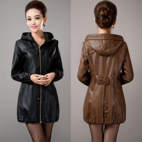 women's leather & faux 5xl 2021 fashion coats women spring autumn coat long section slim large size pu jacket female, Black
women's leather & faux 5xl 2021 fashion coats women spring autumn coat long section slim large size pu jacket female, Black