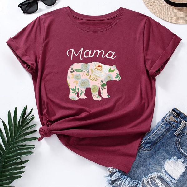 women's t-shirt mama bear floral print women kawaii tshirt oversized graphic tee casual short sleeve cotton shirt funny tumblr, White
women's t-shirt mama bear floral print women kawaii tshirt oversized graphic tee casual short sleeve cotton shirt funny tumblr, White