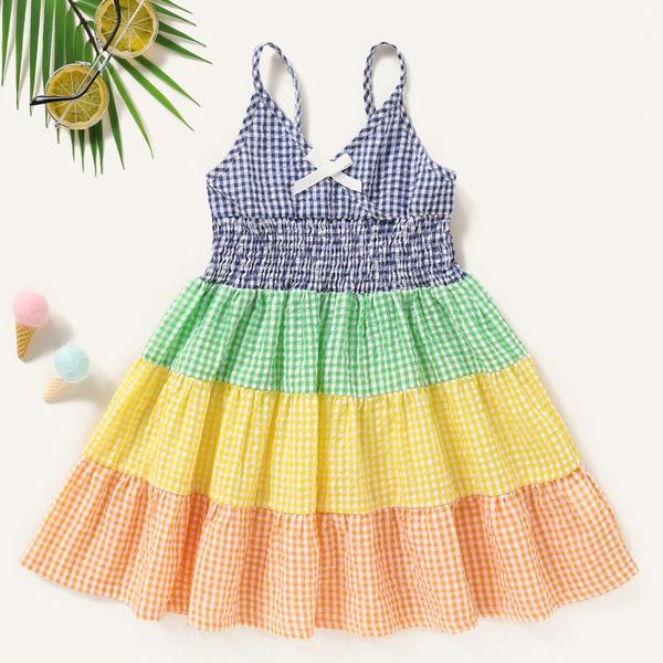 girl's dresses toddler kids baby girls plaid rainbow slip dress bowknot princess clothes sleeveless v-neck beach children 1-6t, Red;yellow
girl's dresses toddler kids baby girls plaid rainbow slip dress bowknot princess clothes sleeveless v-neck beach children 1-6t, Red;yellow