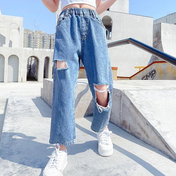fashion solid kids casual clothes for girl summer big hole denim pants 3-15 years old elastic waist children's trousers jeans, Blue
fashion solid kids casual clothes for girl summer big hole denim pants 3-15 years old elastic waist children's trousers jeans, Blue