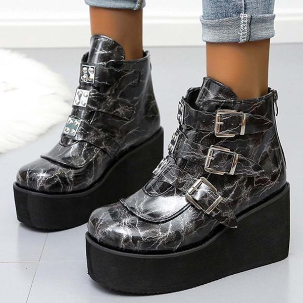 boots ribetrini ladies punk wedges shoes fashion platform buckle ankle women thick bottom autumn 1 6tn2, Black
boots ribetrini ladies punk wedges shoes fashion platform buckle ankle women thick bottom autumn 1 6tn2, Black