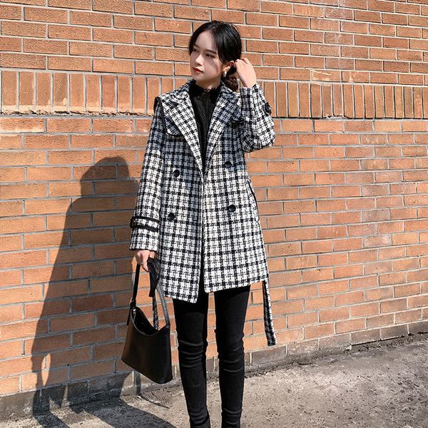 women's suits & blazers 's coat autumn and winter korean style mid-length plaid wool slim -fit overcoat for aazb, White;black
women's suits & blazers 's coat autumn and winter korean style mid-length plaid wool slim -fit overcoat for aazb, White;black