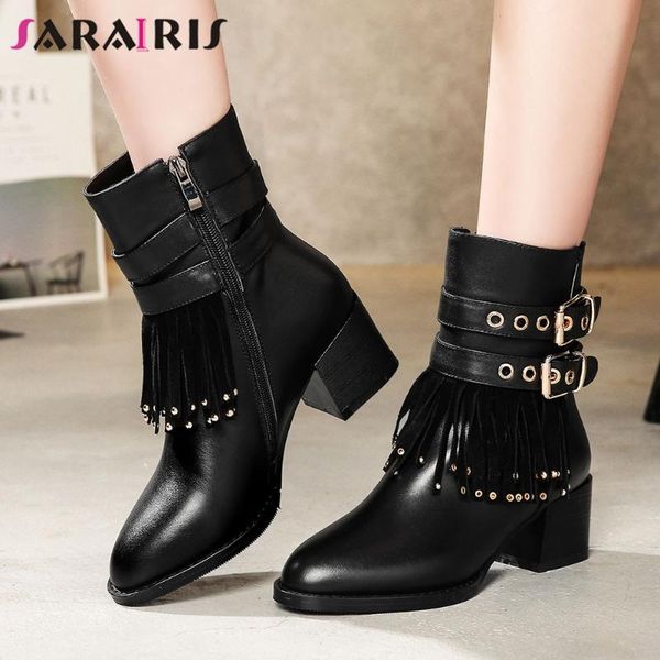boots sarairis brand plus size 31-45 genuine leather belt buckle fringe shoes woman party ol autumn winter high heels ankle, Black
boots sarairis brand plus size 31-45 genuine leather belt buckle fringe shoes woman party ol autumn winter high heels ankle, Black