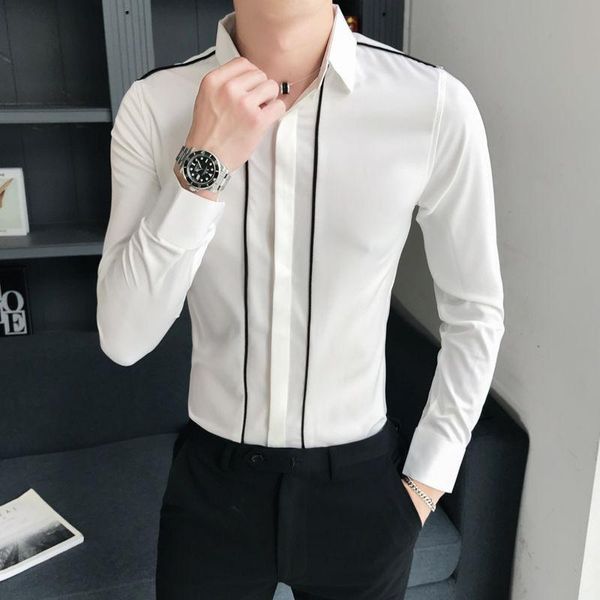 men's casual shirts men 2021 autumn fashion business turn-down collar long sleeve slim fit male solid color blouses o219, White;black
men's casual shirts men 2021 autumn fashion business turn-down collar long sleeve slim fit male solid color blouses o219, White;black