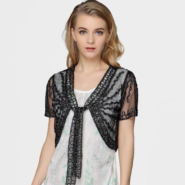 women's jackets perspective short sleeve small lace shawl tulle jacket summer sun protection clothing outside cardigan m, Black;brown
women's jackets perspective short sleeve small lace shawl tulle jacket summer sun protection clothing outside cardigan m, Black;brown