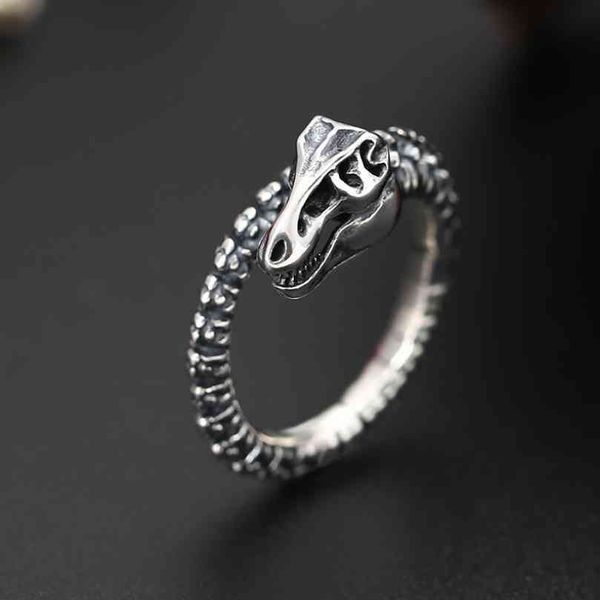 s925 sterling dinosaur skeleton open men women real silver creative punk personality big resizable ring jewelry, Slivery;golden 
s925 sterling dinosaur skeleton open men women real silver creative punk personality big resizable ring jewelry, Slivery;golden
