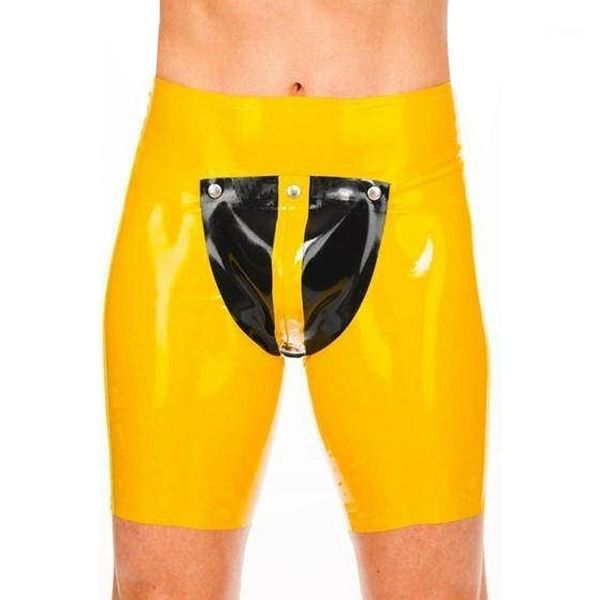 men's shorts yellow and black latex boxer codpiece open front back rubber boyshorts underpants underwear dk-0207, White;black
men's shorts yellow and black latex boxer codpiece open front back rubber boyshorts underpants underwear dk-0207, White;black