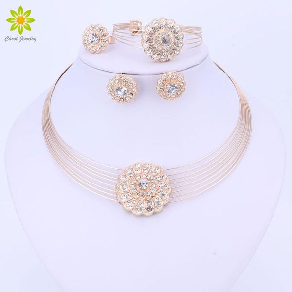 earrings & necklace gold color african beads jewelry sets flower choker set crystal wedding bridal dress accessories, Silver
earrings & necklace gold color african beads jewelry sets flower choker set crystal wedding bridal dress accessories, Silver