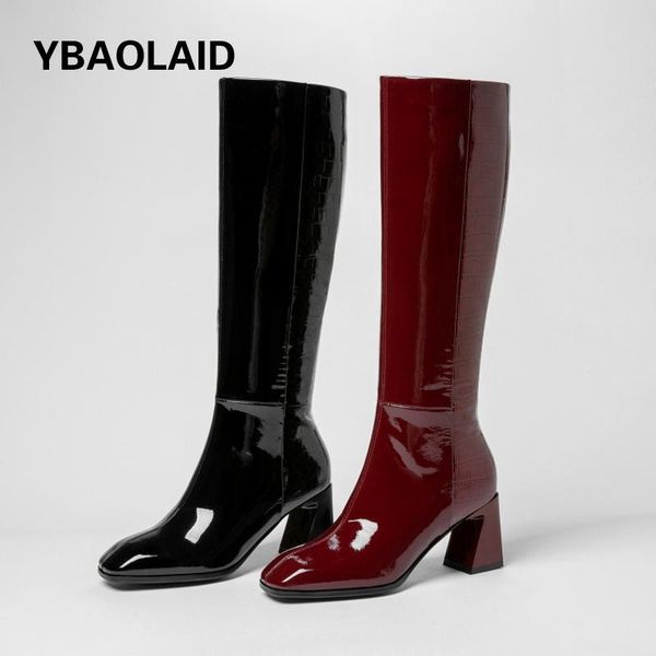 boots slub pattern patent leather side zipper high-tube knight autumn and winter square toe sheepskin thick high-heeled, Black
boots slub pattern patent leather side zipper high-tube knight autumn and winter square toe sheepskin thick high-heeled, Black
