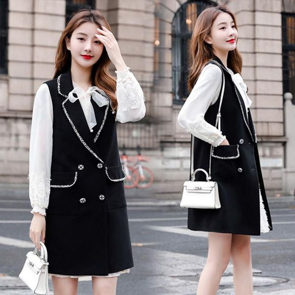 women's vests 2021 women spring elegant vest female casual pockets blazer double breasted sleeveless waistcoat lady solid long suit i91, Black;white
women's vests 2021 women spring elegant vest female casual pockets blazer double breasted sleeveless waistcoat lady solid long suit i91, Black;white