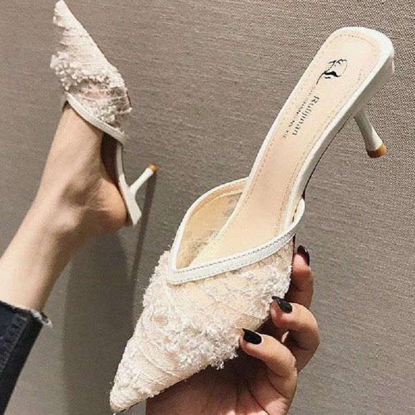 slippers spring korean version of high-heeled stiletto pointed net yarn fairy half explosion sandals c151, Black
slippers spring korean version of high-heeled stiletto pointed net yarn fairy half explosion sandals c151, Black