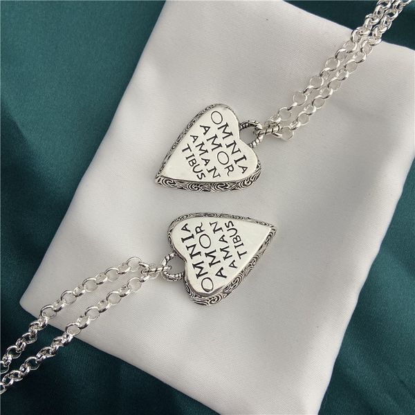 ancient heart-shaped love engraved english carved vine necklace women's fashion peach heart used sweater chain fine jewellery for sale, Silver
ancient heart-shaped love engraved english carved vine necklace women's fashion peach heart used sweater chain fine jewellery for sale, Silver