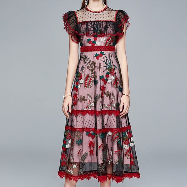 casual dresses fashion floral embroidery for women summer elegant short sleeve lace stitch mesh a-line long party vestidos l5xo, Black;gray
casual dresses fashion floral embroidery for women summer elegant short sleeve lace stitch mesh a-line long party vestidos l5xo, Black;gray