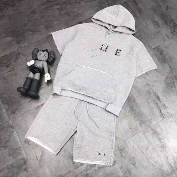 spring and summer fashion saijia rivet irregular cutting simple casual hooded couple suit, White
spring and summer fashion saijia rivet irregular cutting simple casual hooded couple suit, White