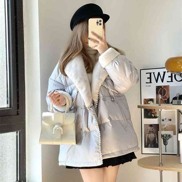 2021 winter new small fragrance down jacket women's design sense pearl spell mink medium and long waist closing soft waxy coat, Black
2021 winter new small fragrance down jacket women's design sense pearl spell mink medium and long waist closing soft waxy coat, Black