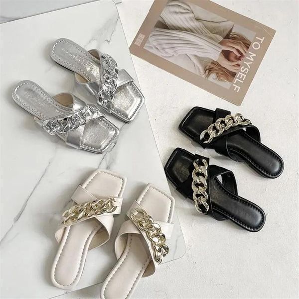 sandals 2021 fashion ladies metal chain cross strap slippers sliver square head summer beach open toe slides, Black
sandals 2021 fashion ladies metal chain cross strap slippers sliver square head summer beach open toe slides, Black