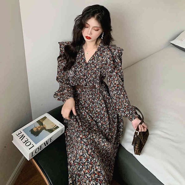 women vintage chiffon dress spring summer female printed floral long sleeve casual a-line v-neck ruffles vestidos 210423, Black;gray
women vintage chiffon dress spring summer female printed floral long sleeve casual a-line v-neck ruffles vestidos 210423, Black;gray