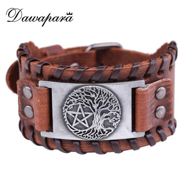 cuff dawapara men's wide leather bracelets & bangles tree pentagram charm and brown wristband for men, White
cuff dawapara men's wide leather bracelets & bangles tree pentagram charm and brown wristband for men, White