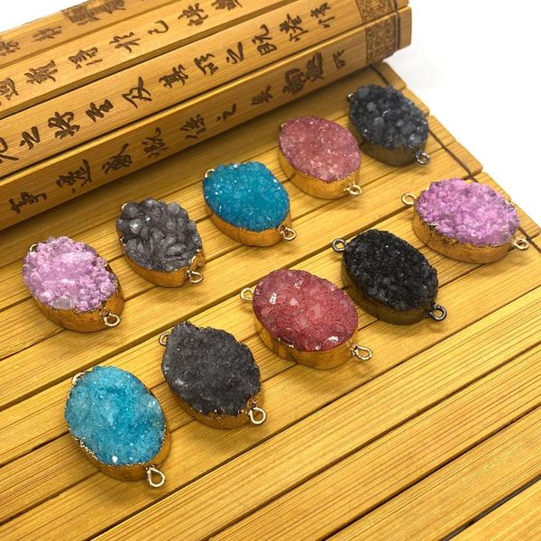 charms natural stone pendant multicolor crystal oval double hole electroplating edging can be diy handmade fashion jewelry accessories, Bronze;silver
charms natural stone pendant multicolor crystal oval double hole electroplating edging can be diy handmade fashion jewelry accessories, Bronze;silver