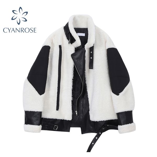 women winter oversized teddy jacket chic faux sheepskin coat aviator motorcycle biker jackets outwear female lamb wool 210430, Black;brown
women winter oversized teddy jacket chic faux sheepskin coat aviator motorcycle biker jackets outwear female lamb wool 210430, Black;brown
