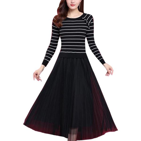 casual dresses women's spring autumn style lace dress long sleeve fake two pieces striped knitted mesh patchwork 3169, Black;gray
casual dresses women's spring autumn style lace dress long sleeve fake two pieces striped knitted mesh patchwork 3169, Black;gray