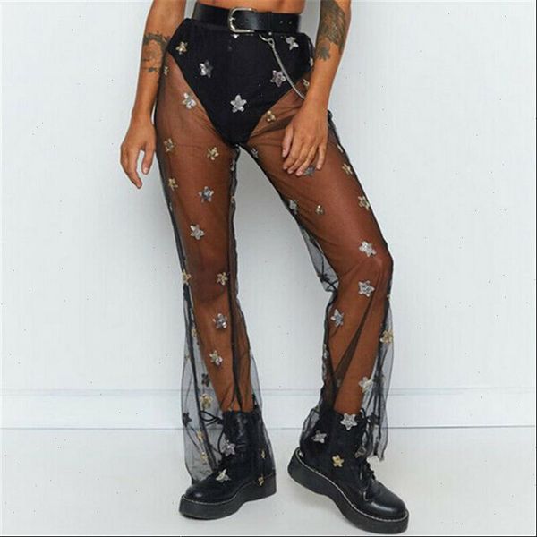 modern beach star sequined women pants mesh sheer wide leg transparent see through sea holiday trouser pantalon, Black;white
modern beach star sequined women pants mesh sheer wide leg transparent see through sea holiday trouser pantalon, Black;white