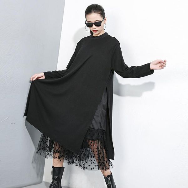 casual dresses women black mesh dot split joint dress stand collar long sleeve loose fit fashion tide spring autumn, Black;gray
casual dresses women black mesh dot split joint dress stand collar long sleeve loose fit fashion tide spring autumn, Black;gray