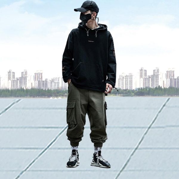 fashionable functional style overalls men's loose hip-hop fashion feet harem pants casual high street outing, Black
fashionable functional style overalls men's loose hip-hop fashion feet harem pants casual high street outing, Black