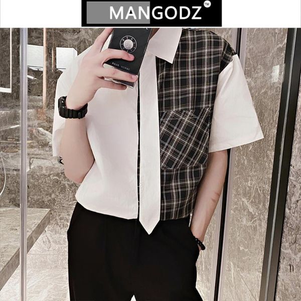 men's casual shirts men color contrast plaid 2021 summer mens japanese streetwear vintage short sleeve man korean fashion blouses, White;black
men's casual shirts men color contrast plaid 2021 summer mens japanese streetwear vintage short sleeve man korean fashion blouses, White;black