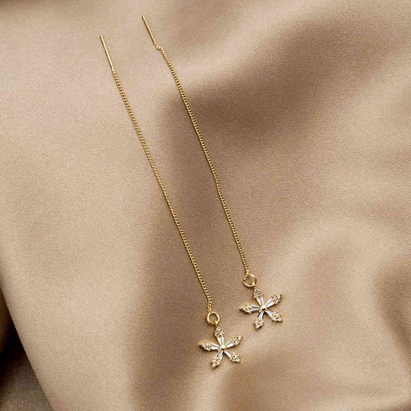 925 silver needle super fairy crystal zircon flower ear thread korean simple temperament star goddess fan long earrings
925 silver needle super fairy crystal zircon flower ear thread korean simple temperament star goddess fan long earrings