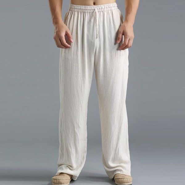 men's pants oversized baggy plus size elastic drawstring waist loose trousers solid color linen casual pantalones, Black
men's pants oversized baggy plus size elastic drawstring waist loose trousers solid color linen casual pantalones, Black