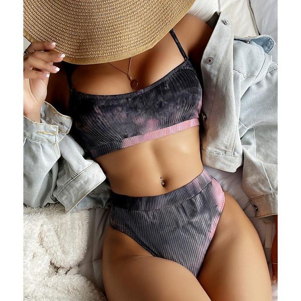 women's swimwear tie dye set bikini 2022 high waisted swimsuit women summer suits two-piece ribbed bathing suit female, White;black
women's swimwear tie dye set bikini 2022 high waisted swimsuit women summer suits two-piece ribbed bathing suit female, White;black