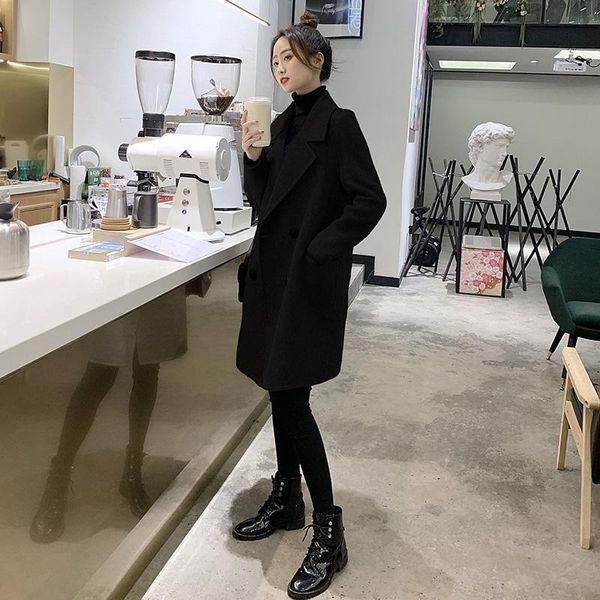 Women's Wool & Blends Woolen Coat Womens Clothing Autumn Winter Korean Fashion Mid-Length Loose Temperament Retro Elegant Woman Jacket CTKA, Black
Women's Wool & Blends Woolen Coat Womens Clothing Autumn Winter Korean Fashion Mid-Length Loose Temperament Retro Elegant Woman Jacket CTKA, Black