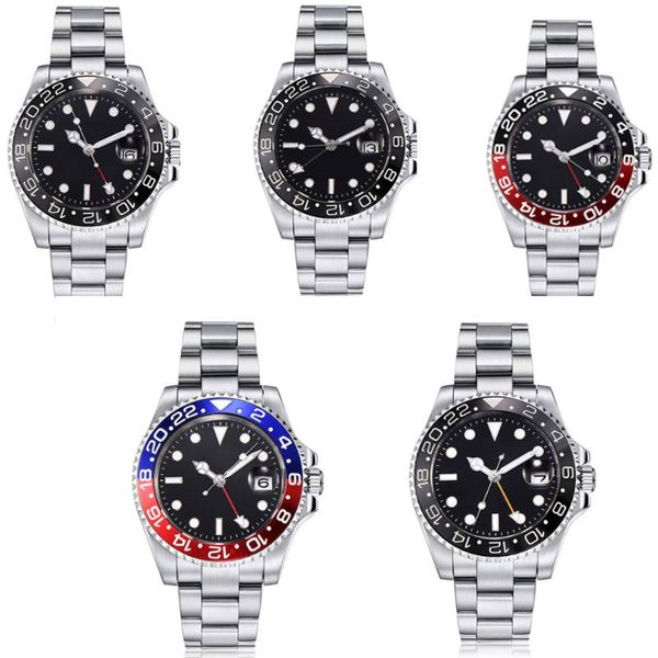 wristwatches 40mm sterile black dial sapphire glass date blue red bezel steel bracelet gmt automatic movement men's watch, Slivery;brown
wristwatches 40mm sterile black dial sapphire glass date blue red bezel steel bracelet gmt automatic movement men's watch, Slivery;brown