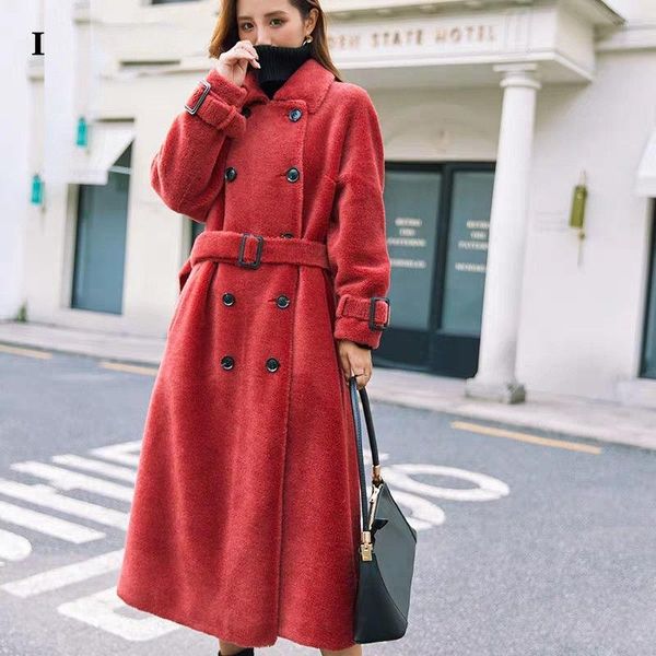 women's fur & faux women 2021 autumn winter real wool long coat with belt female genuine granular sheep shearing casual warm overcoats, Black
women's fur & faux women 2021 autumn winter real wool long coat with belt female genuine granular sheep shearing casual warm overcoats, Black
